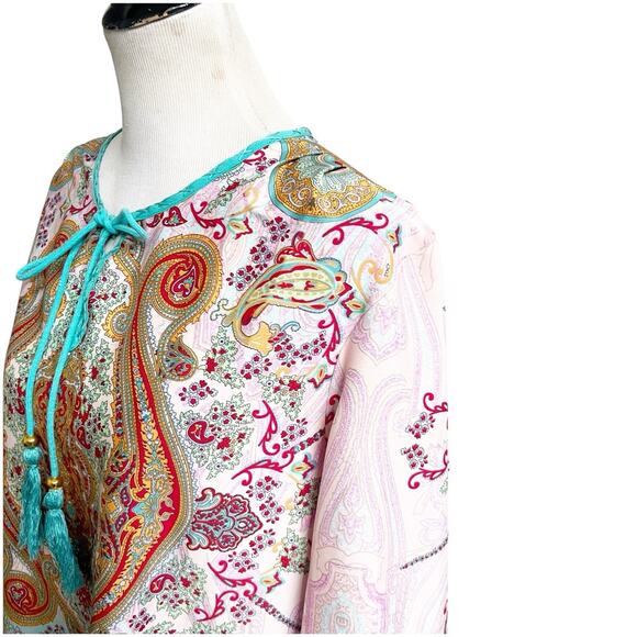 Soft Surroundings Bohemian Tunic Size Large Multi Pattern Colorful With Tassels - Picture 5 of 14